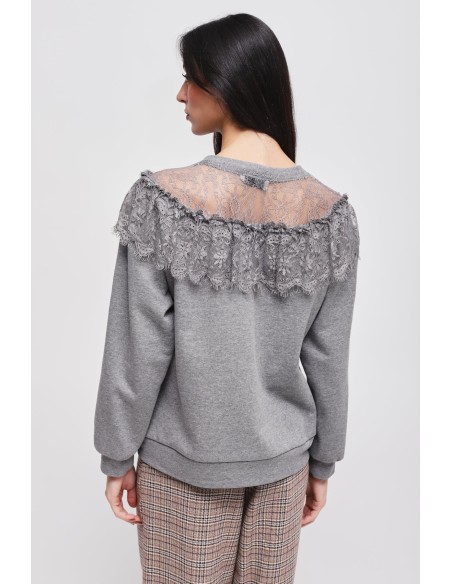 Maryley-sweater met kanten halslijn