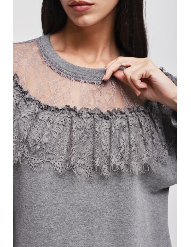 Maryley-sweater met kanten halslijn