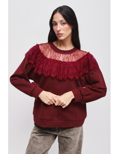 Maryley-sweater met kanten halslijn