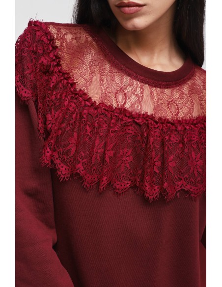Maryley-sweater met kanten halslijn