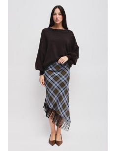 Geruite rok met franjes en split Maryley