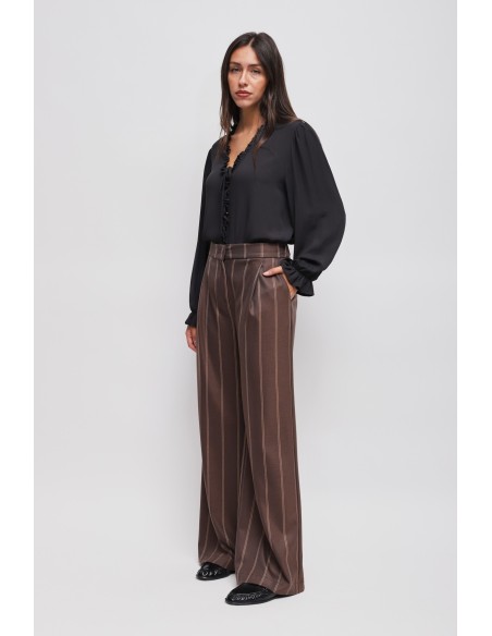 Maryley krijtstreep Palazzo-broek
