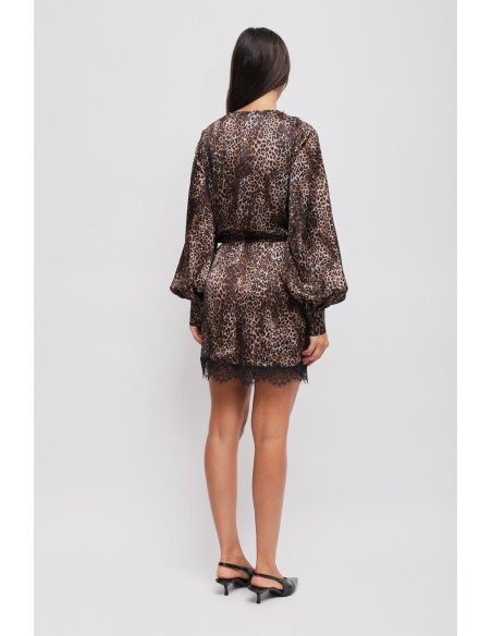 Leopardprint wikkeljurk van viscose van Maryley