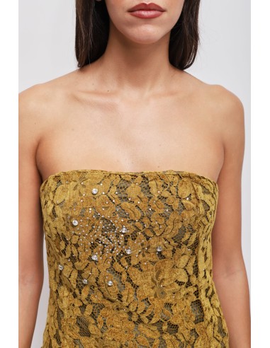 Straploze kanten jurk met strass-details van Maryley