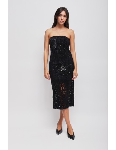 Straploze kanten jurk met strass-details van Maryley