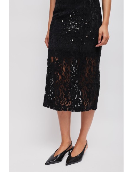 Straploze kanten jurk met strass-details van Maryley