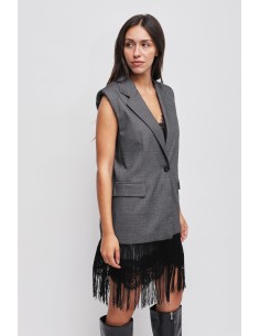 Gilet met enkele rij knopen en franjes Maryley 2