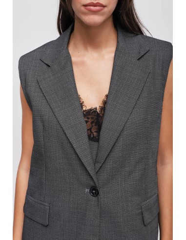 Gilet met enkele rij knopen en franjes Maryley