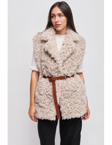 Maryley gilet van imitatiebont met riem