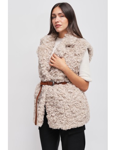 Maryley gilet van imitatiebont met riem