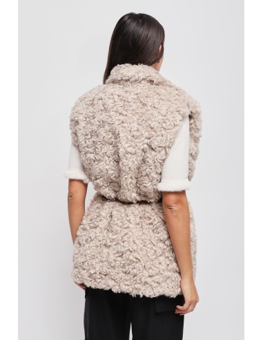 Maryley gilet van imitatiebont met riem