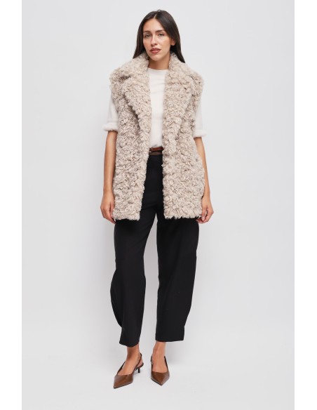 Maryley gilet van imitatiebont met riem