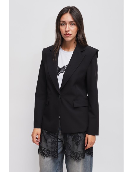 Maryley blazer met één rij knopen en kanten detail