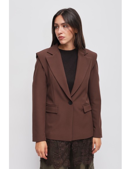Maryley blazer met één rij knopen en kanten detail