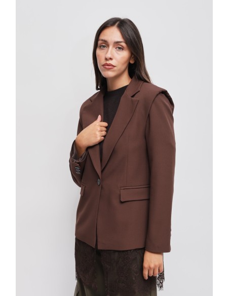 Maryley blazer met één rij knopen en kanten detail