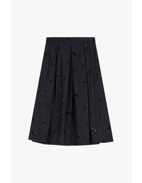 Dixie geplooide rok met geborduurde bloemendetails