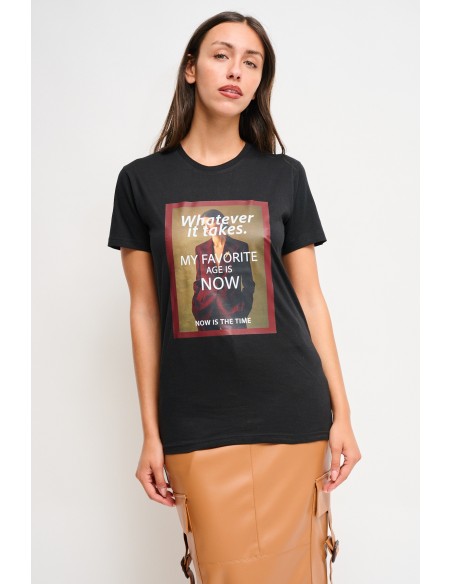 Katoenen T-shirt met Maryley-print