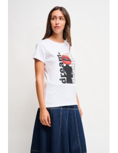 Katoenen T-shirt met print en strass-steentjes van Maryley 2