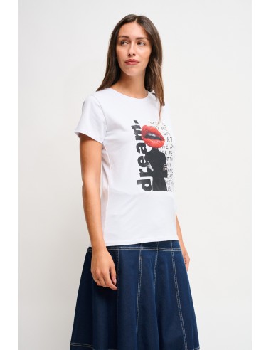 Katoenen T-shirt met print en strass-steentjes van Maryley