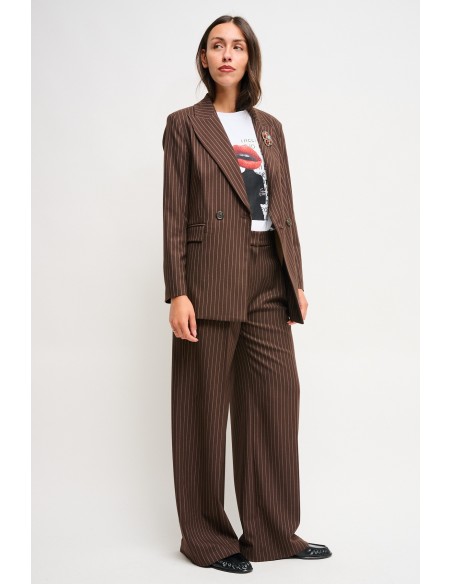 Maryley krijtstreep Palazzo-broek
