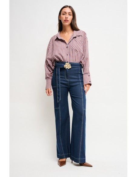 Palazzo-jeans met riem van Maryley