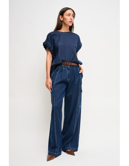 Denim broek met riem Maryley