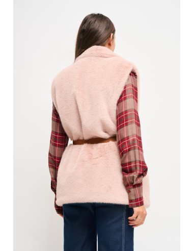 Maryley gilet van imitatiebont met riem