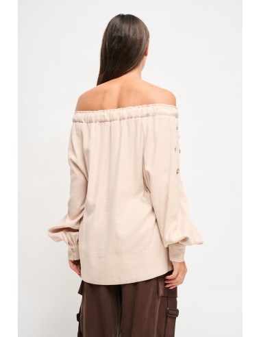 Viscose top met boothals en strass-steentjes van Maryley