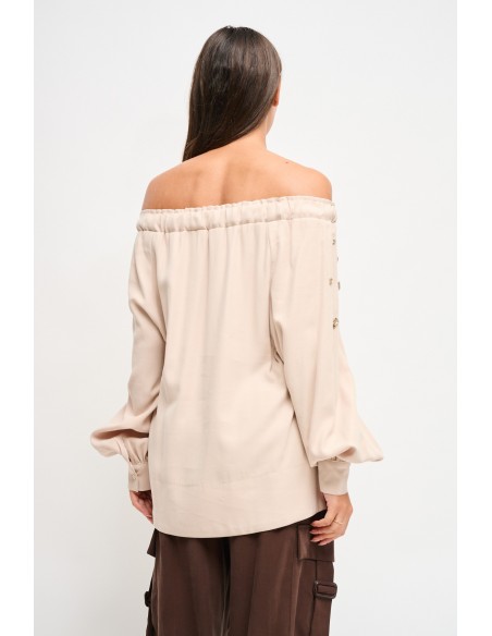 Viscose top met boothals en strass-steentjes van Maryley
