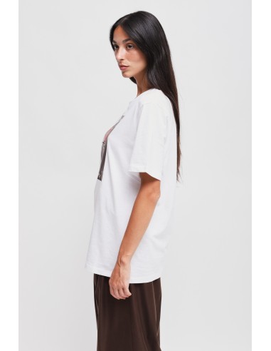 Katoenen T-shirt met print en strass-steentjes van Maryley