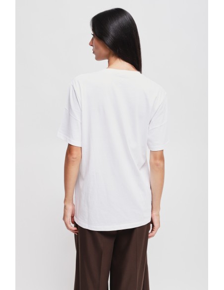 Katoenen T-shirt met print en strass-steentjes van Maryley