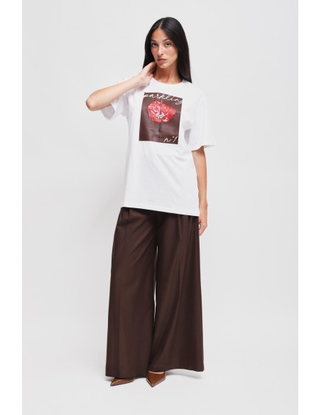 Katoenen T-shirt met print en strass-steentjes van Maryley
