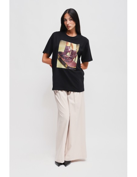 Casual-chic T-shirt van katoen met Maryley-print