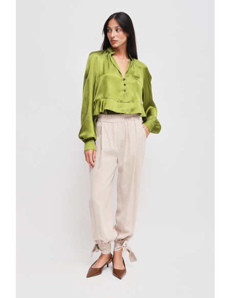 Viscose broek met strik onderaan Maryley