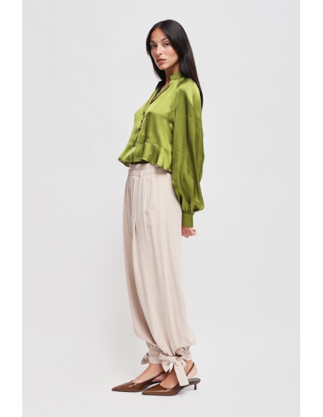 Viscose broek met strik onderaan Maryley