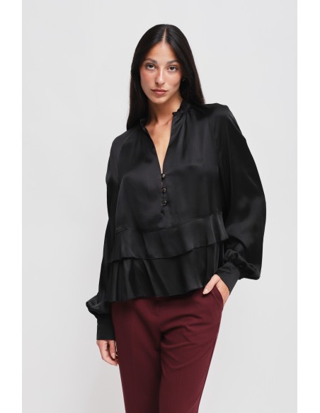 Maryley-blouse van viscose met ruches