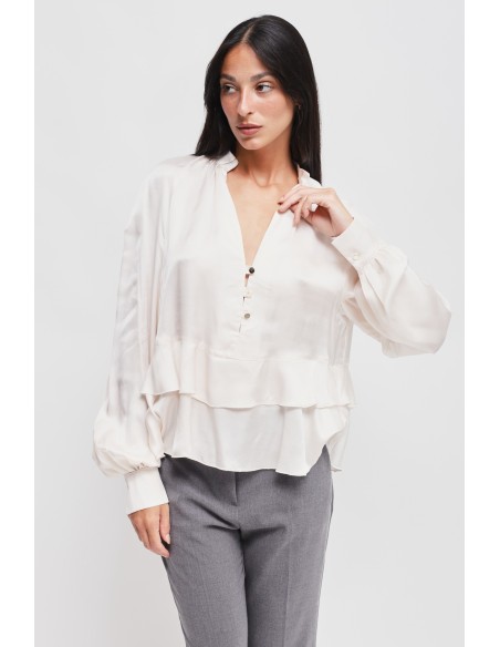 Maryley-blouse van viscose met ruches