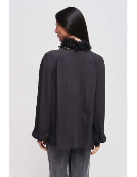 Maryley-viscoseblouse met victoriaanse kraag