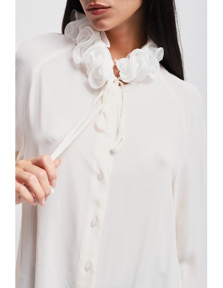 Maryley-viscoseblouse met victoriaanse kraag