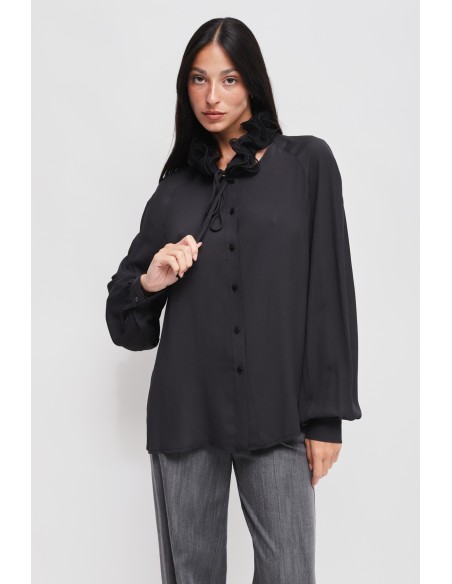Maryley-viscoseblouse met victoriaanse kraag