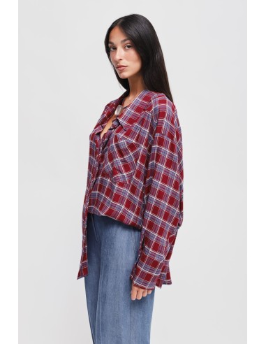 Oversized geruit viscose overhemd Maryley
