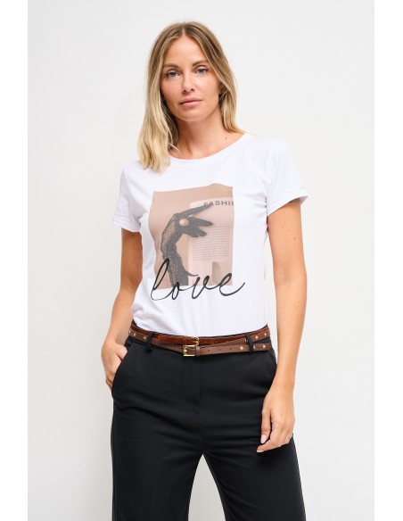 Katoenen T-shirt met Maryley-print