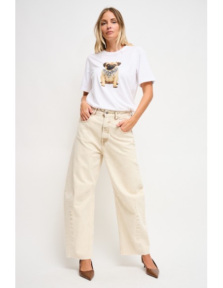 Katoenen T-shirt met print en strass-steentjes van Maryley