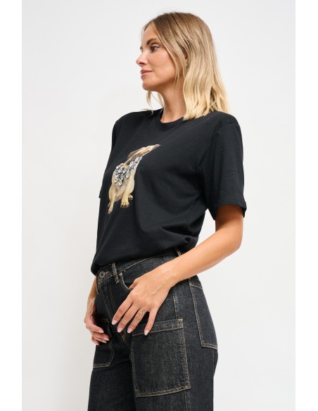 Katoenen T-shirt met print en strass-steentjes van Maryley
