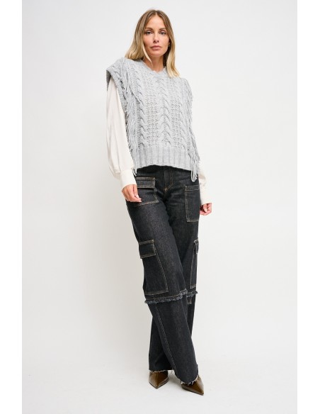 Gebreid vest met franjes Maryley