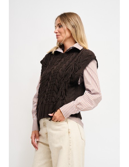 Gebreid vest met franjes Maryley
