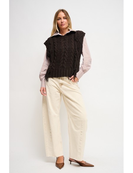 Gebreid vest met franjes Maryley