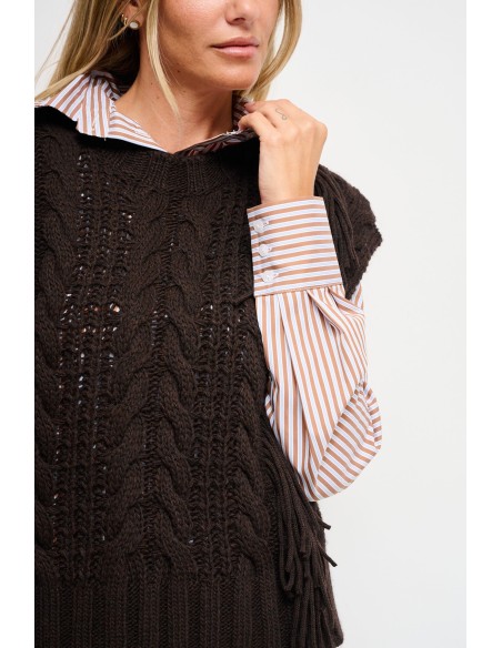 Gebreid vest met franjes Maryley