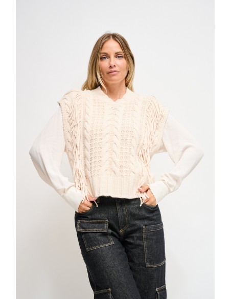 Gebreid vest met franjes Maryley