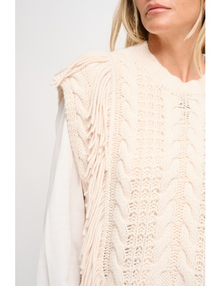 Gebreid vest met franjes Maryley